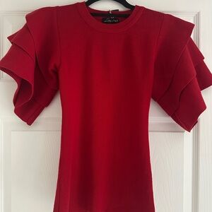 Red Ruffled Sleeve Top